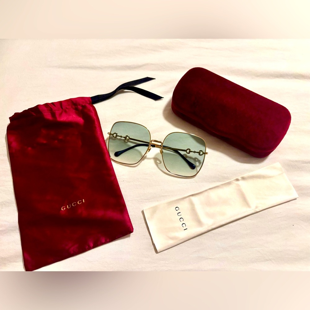Gucci Oversized Horse-bit Embellished Sunglasses with Gold Accents